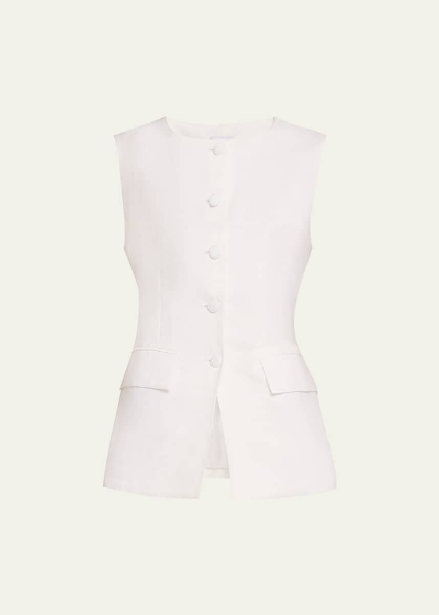 AEXAE Button-Front Linen Vest