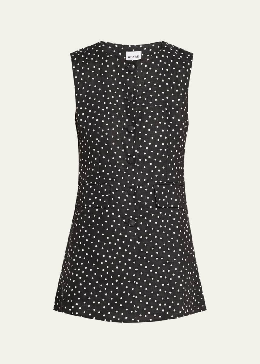 AEXAE Polka Dot Button-Front Mini Dress