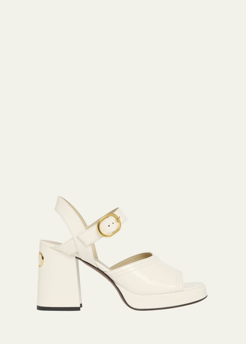Valentino Garavani Fawcette VLogo Patent Leather Platform Sandals