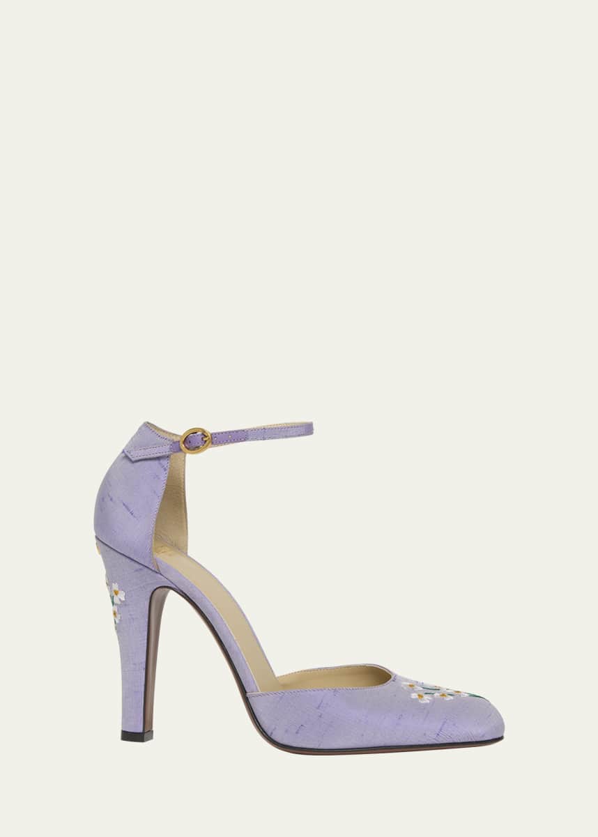 Valentino Garavani Hi Dolly Daisy Embroidered Satin Pumps