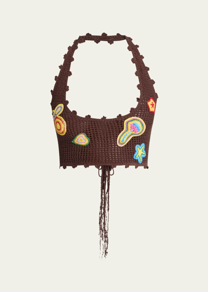 CASABLANCA Halter Crochet Bralette with Patches