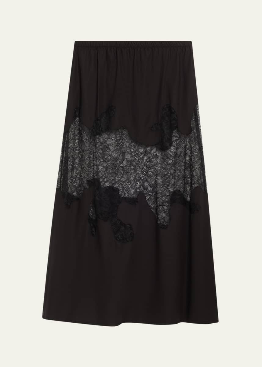 Andine Sabine Lace-Inset Cotton Maxi Skirt