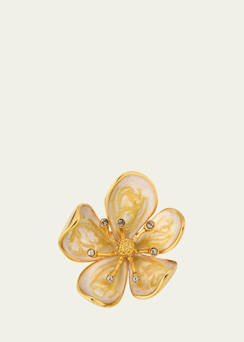 Oscar de la Renta Cherry Blossom Enamel Brooch