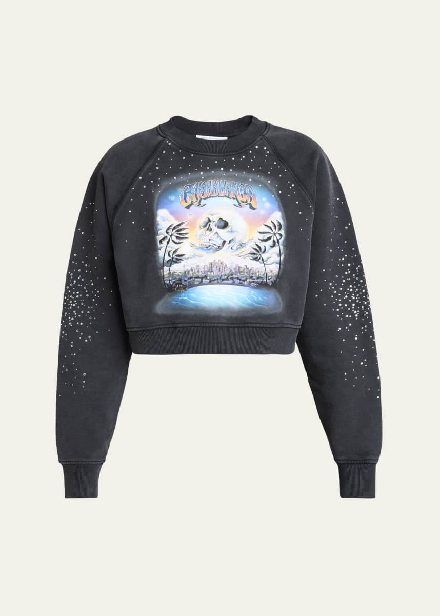 CASABLANCA La Premonition Hotfix Printed Cropped Sweatshirt