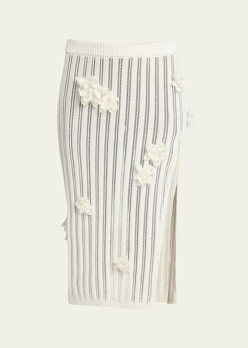 CASABLANCA Flower Applique Lace Pencil Skirt