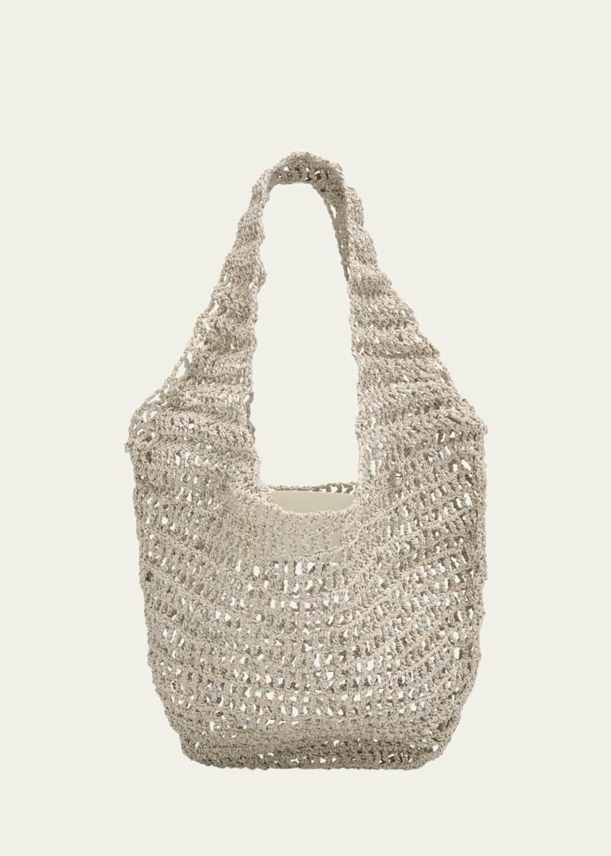 Maeden Crochet Market Shoulder Bag in Nappa Leather