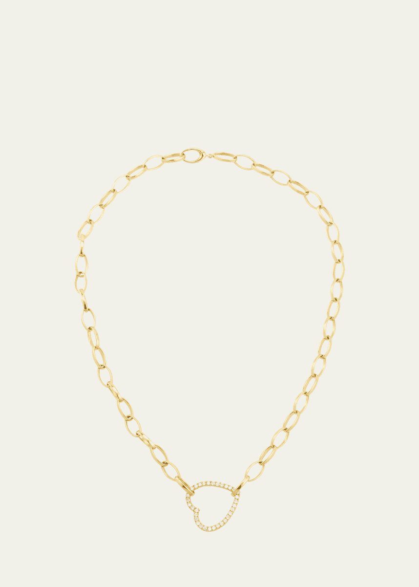 Jennifer Meyer 18K Yellow Gold Medium Edith Open Heart Diamond Necklace