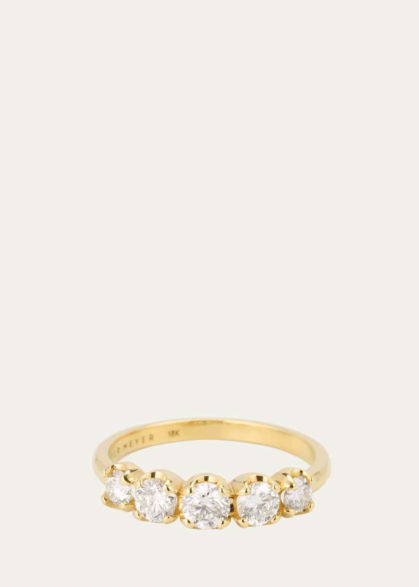 Jennifer Meyer Small Graduated Diamond Ring in 18K Yellow Gold, Size 6.5