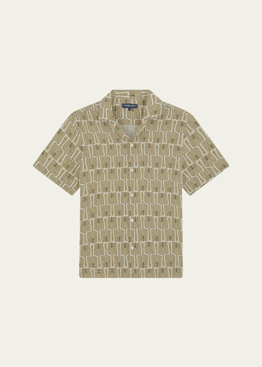 Frescobol Carioca Men's Roberto Palmeira Linen Camp Shirt