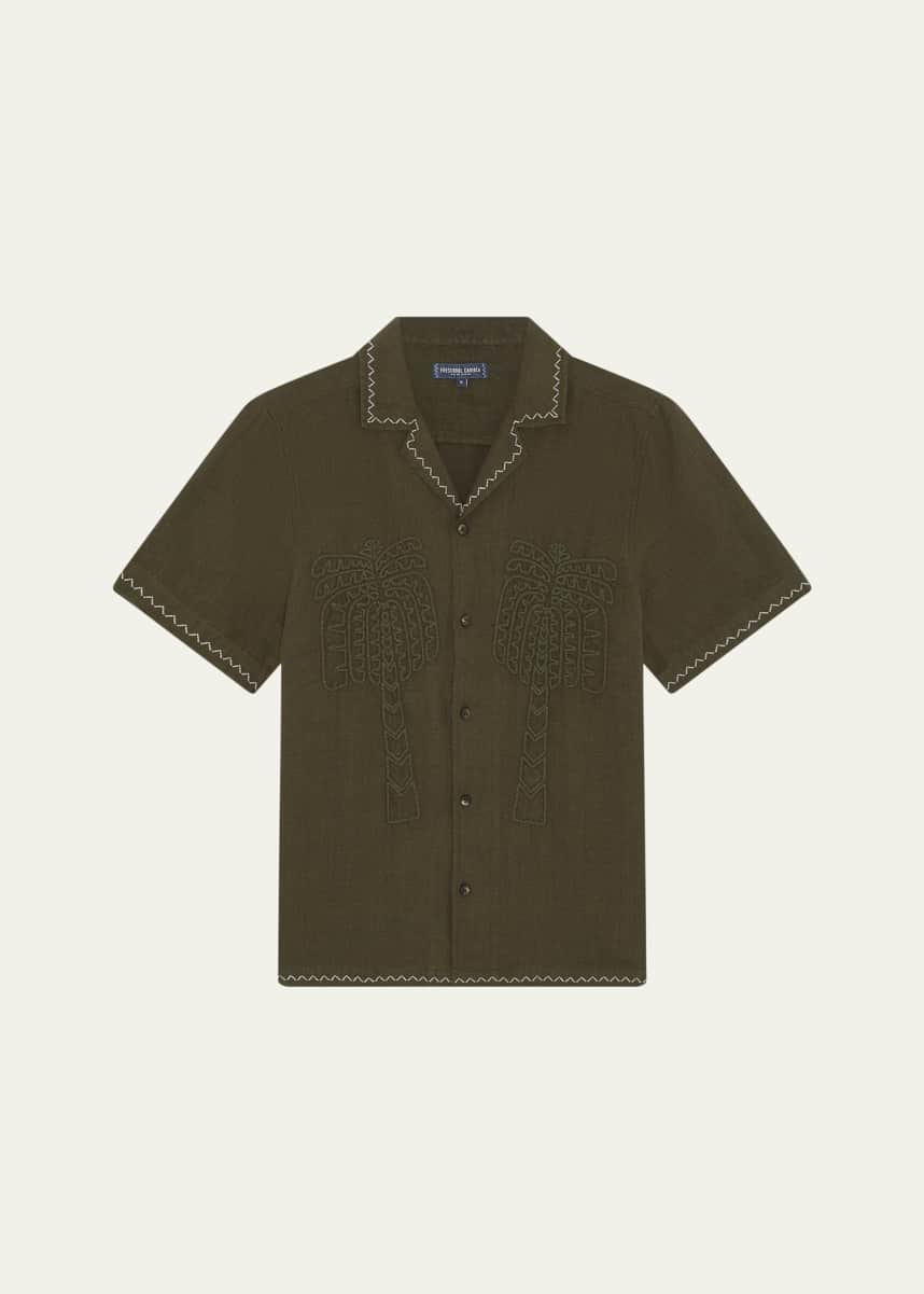 Frescobol Carioca Men's Flavio Palmeira Linen Camp Shirt
