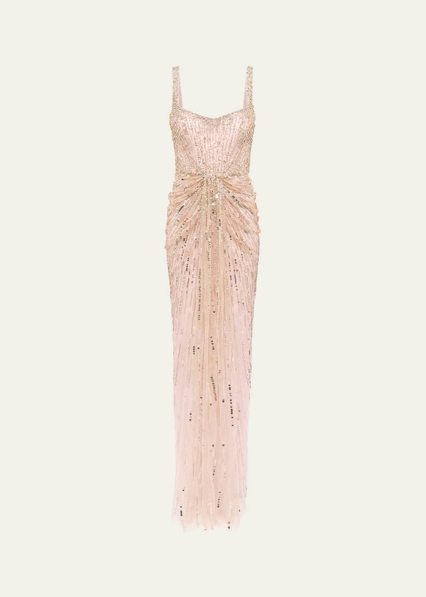 Jenny Packham Chrissy Knot Crystal Sequined Gown