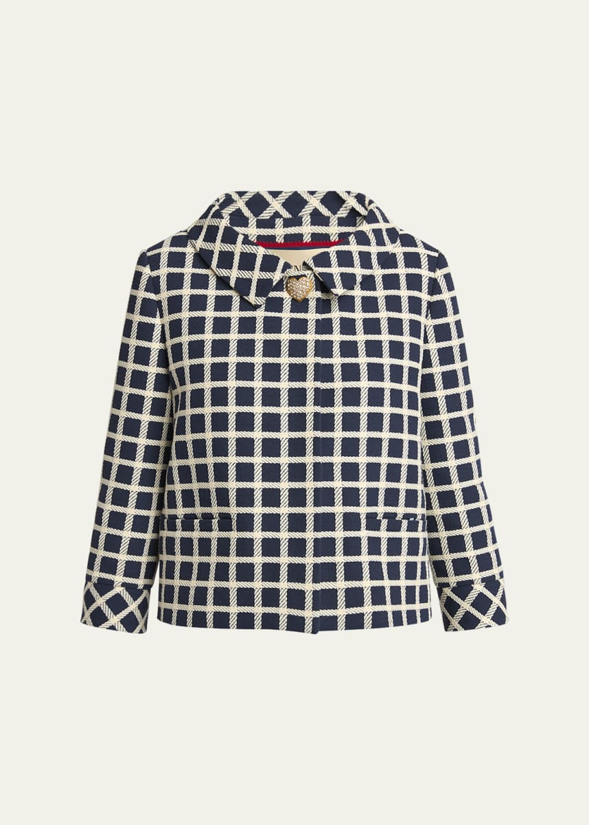 Valentino Garavani Window Check Heart Button Jacket