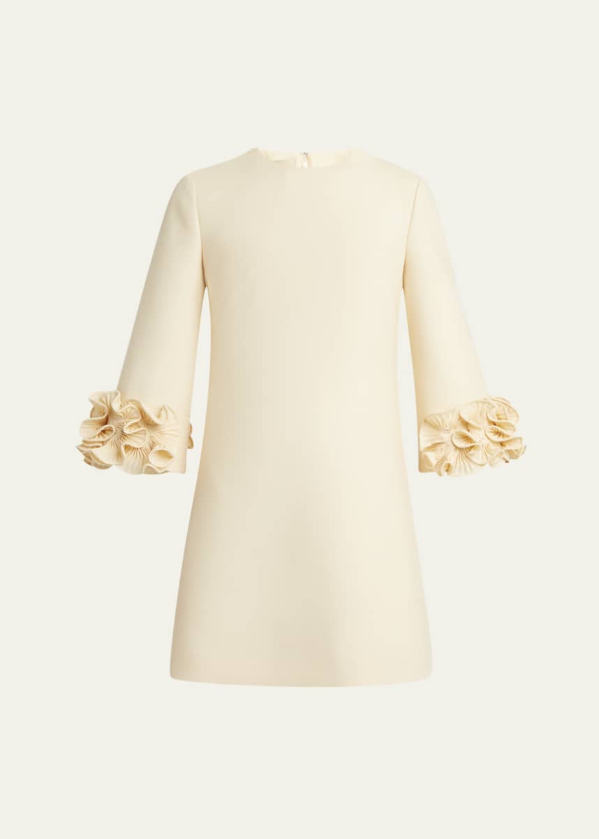 Valentino Garavani Ruffle Cuff Crepe Couture Short Dress