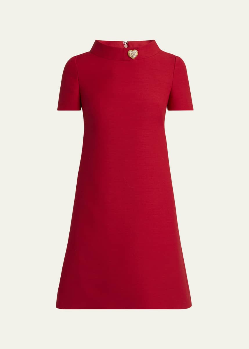 Valentino Garavani Crepe Couture Crystal Heart Mini Dress