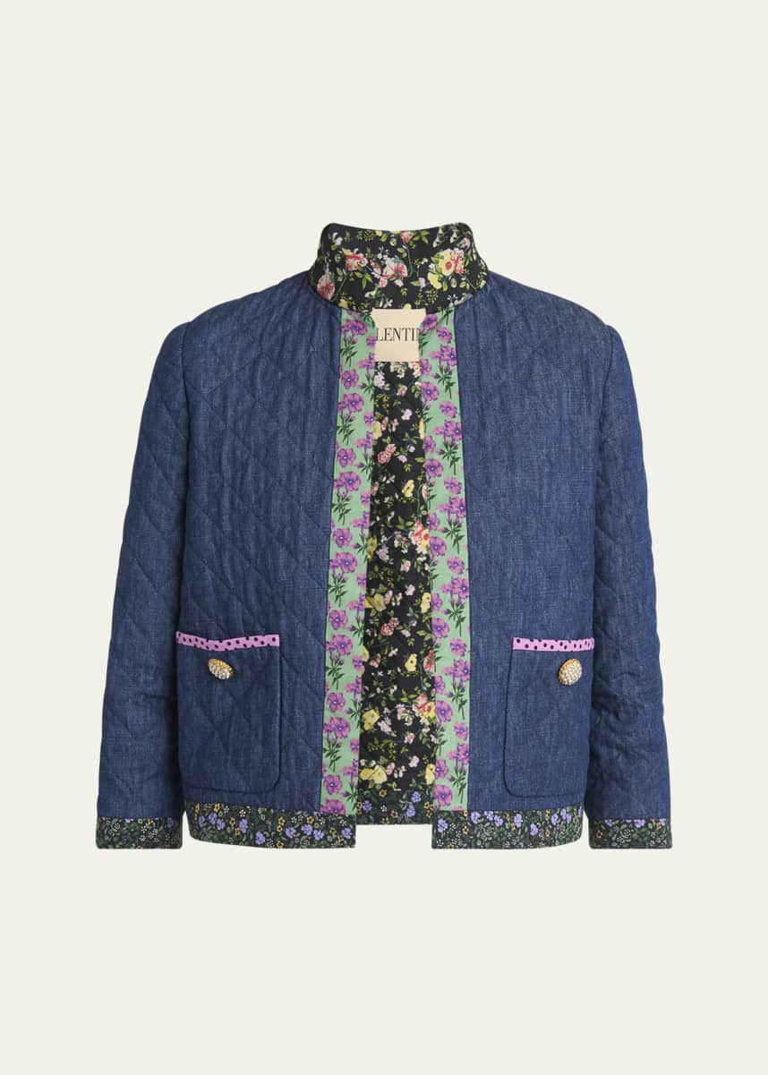 Valentino Garavani Open-Front Quilted Chambray Jacket