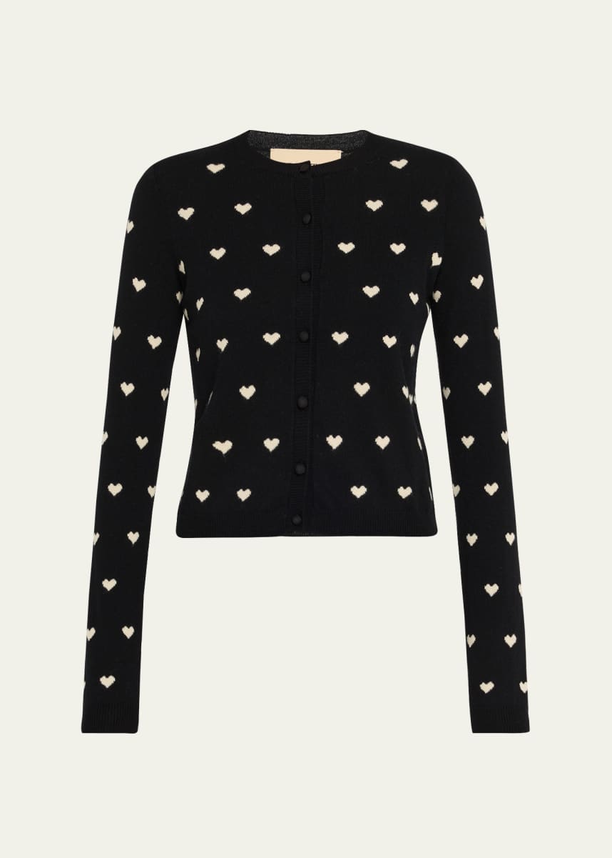 Valentino Garavani Jacquard Hearts Wool-Cashmere Cardigan