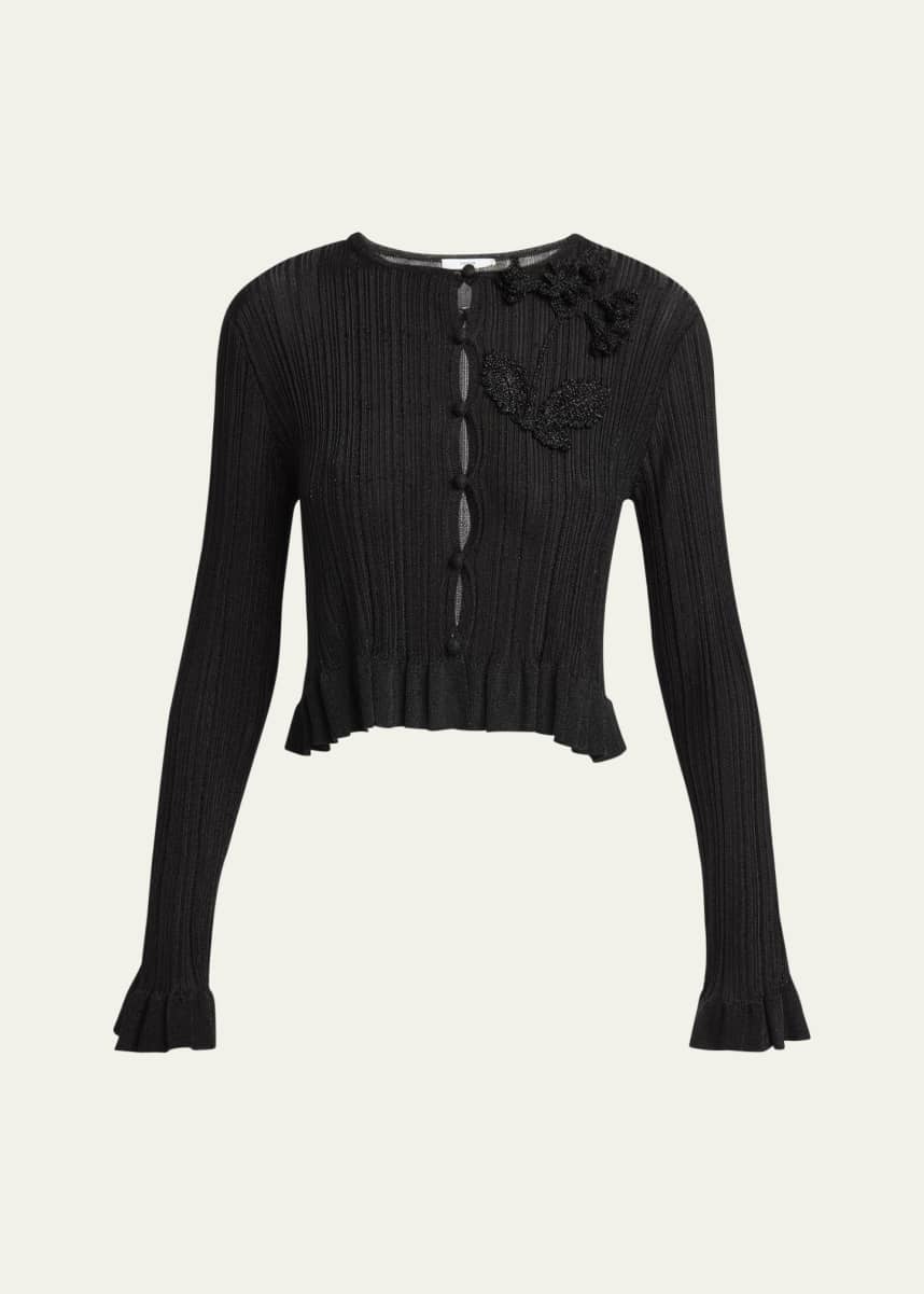 Erdem Crochet Flower Patch Plisse Cardigan