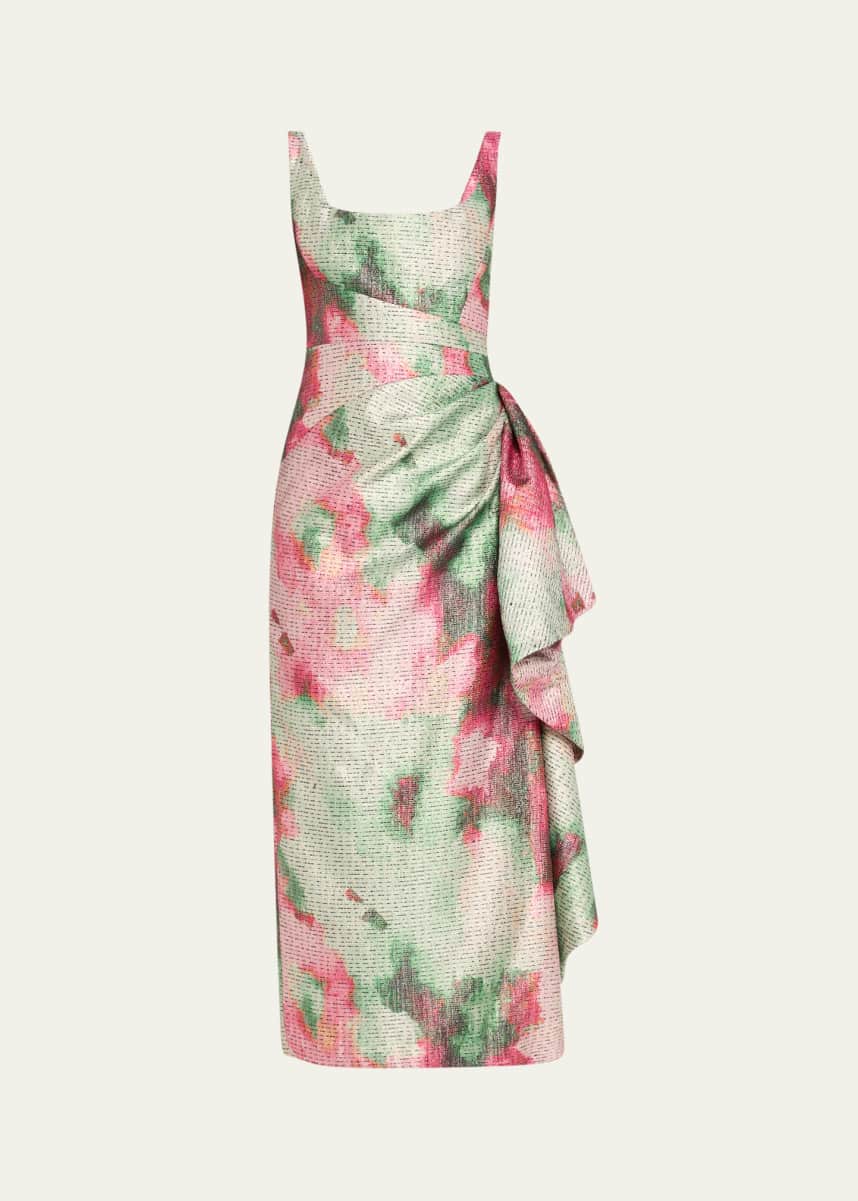 Lela Rose Florence Scoop-Neck Midi Sheath Dress