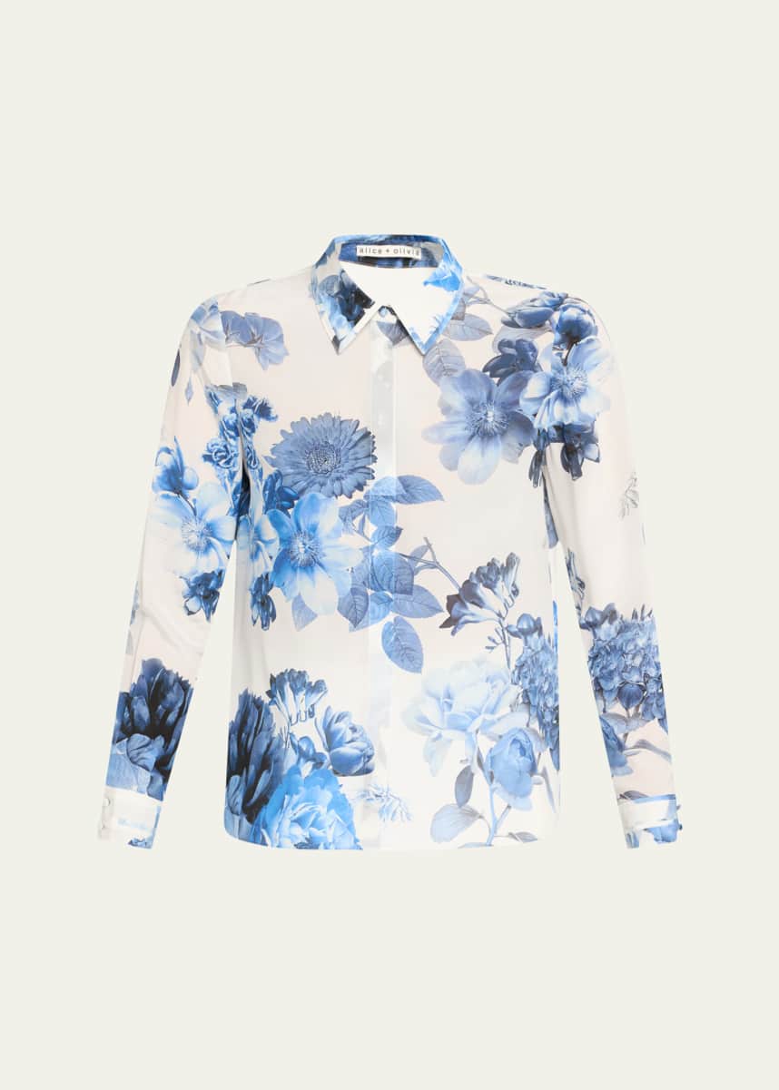 Alice + Olivia Willa Floral Placket Top