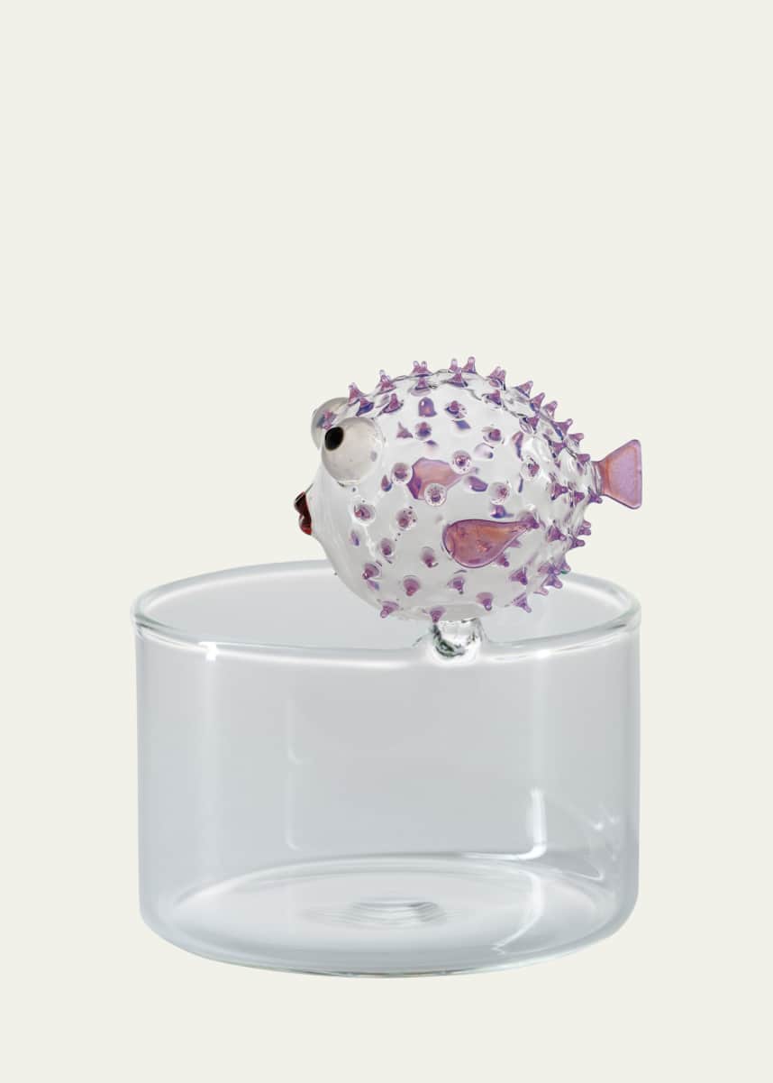 Massimo Lunardon Pufferfish Brio Pink Slime Glass, 8.5 oz.