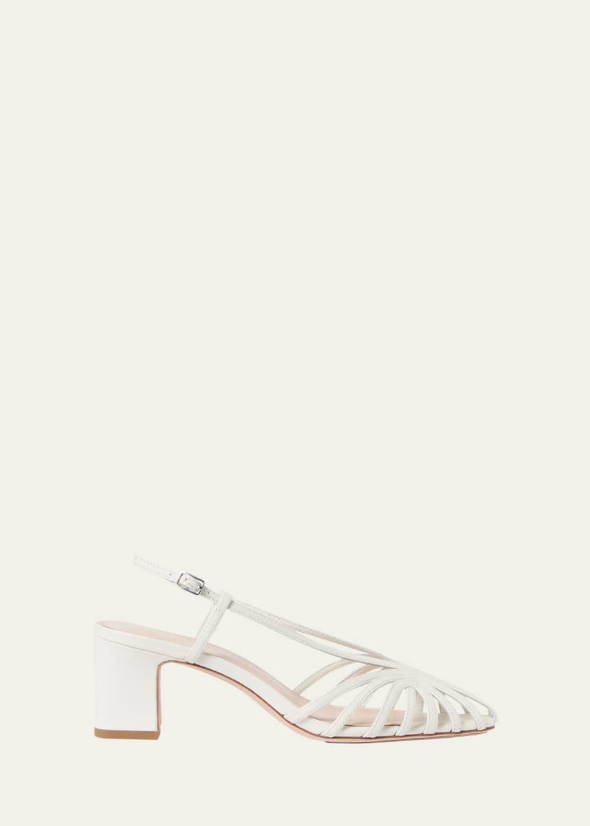 Loeffler Randall Livvy Priscilla Leather Slingback Block-Heel Sandals