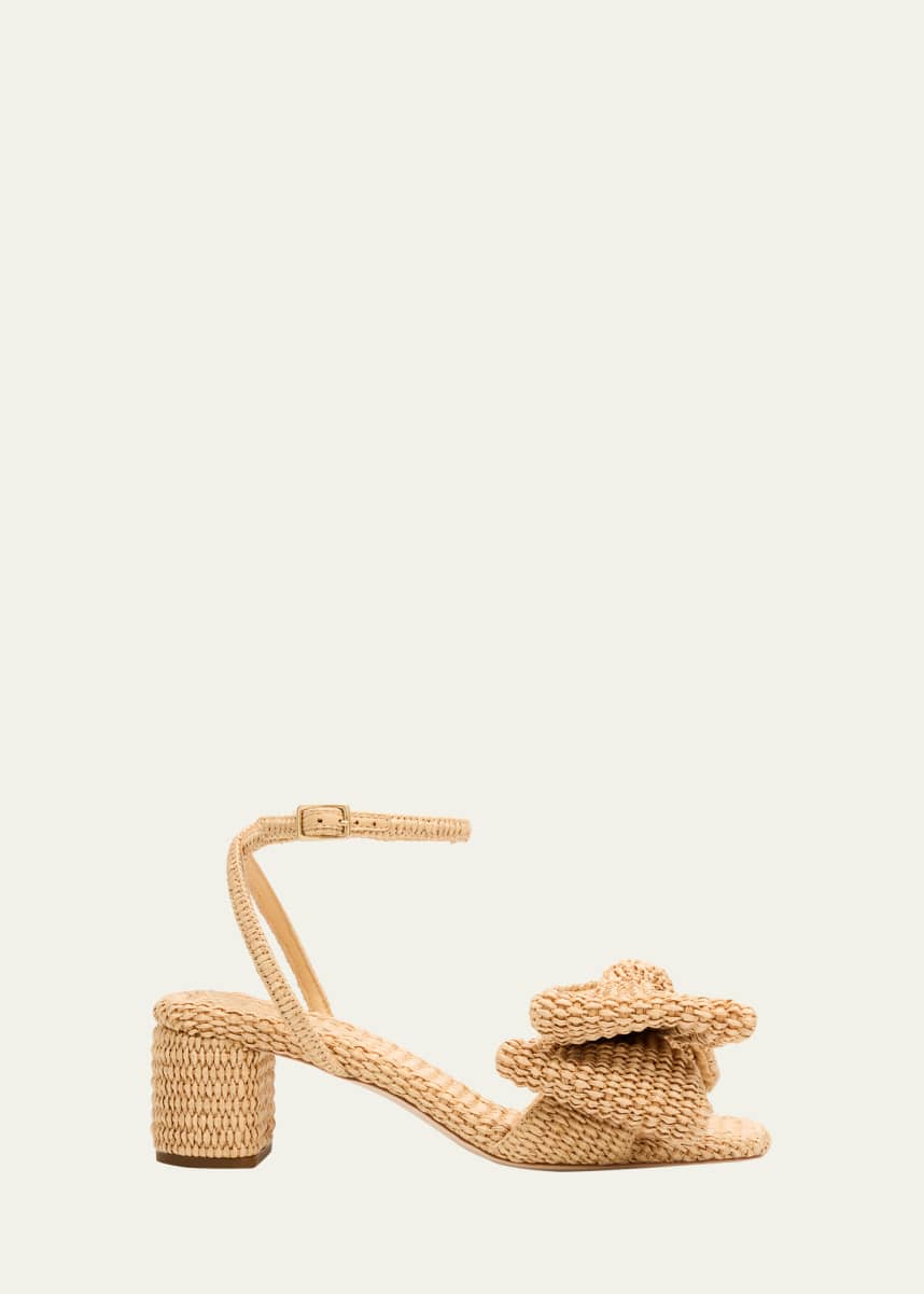 Loeffler Randall Carmen Woven Bow Ankle-Strap Sandals