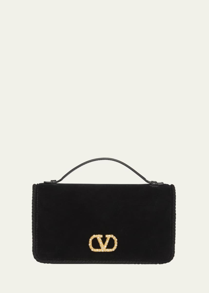 Valentino Garavani VLOGO Signature Suede Wallet with Chain Strap