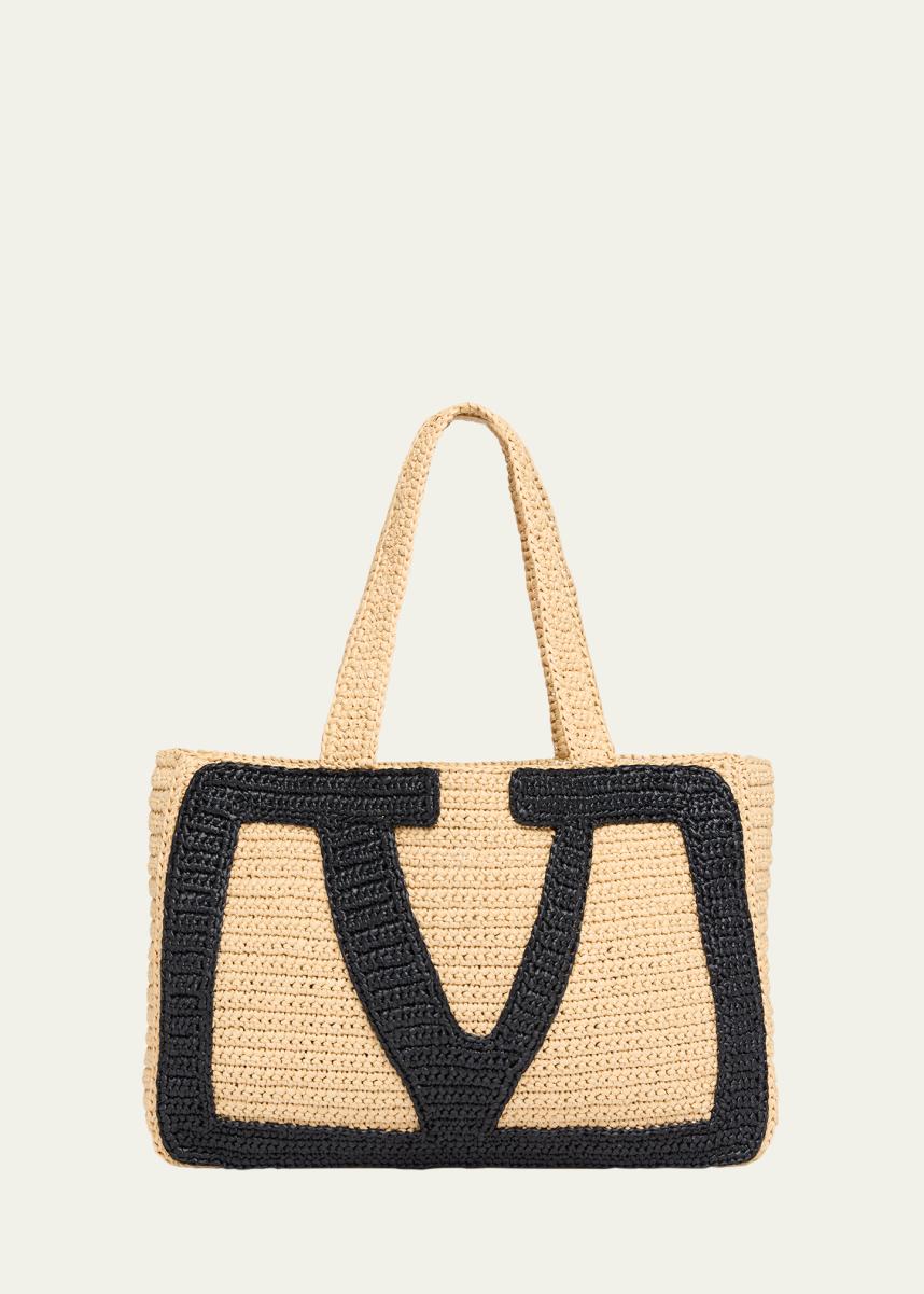 Valentino Garavani Viva Superstar Crochet Raffia Large Tote Bag