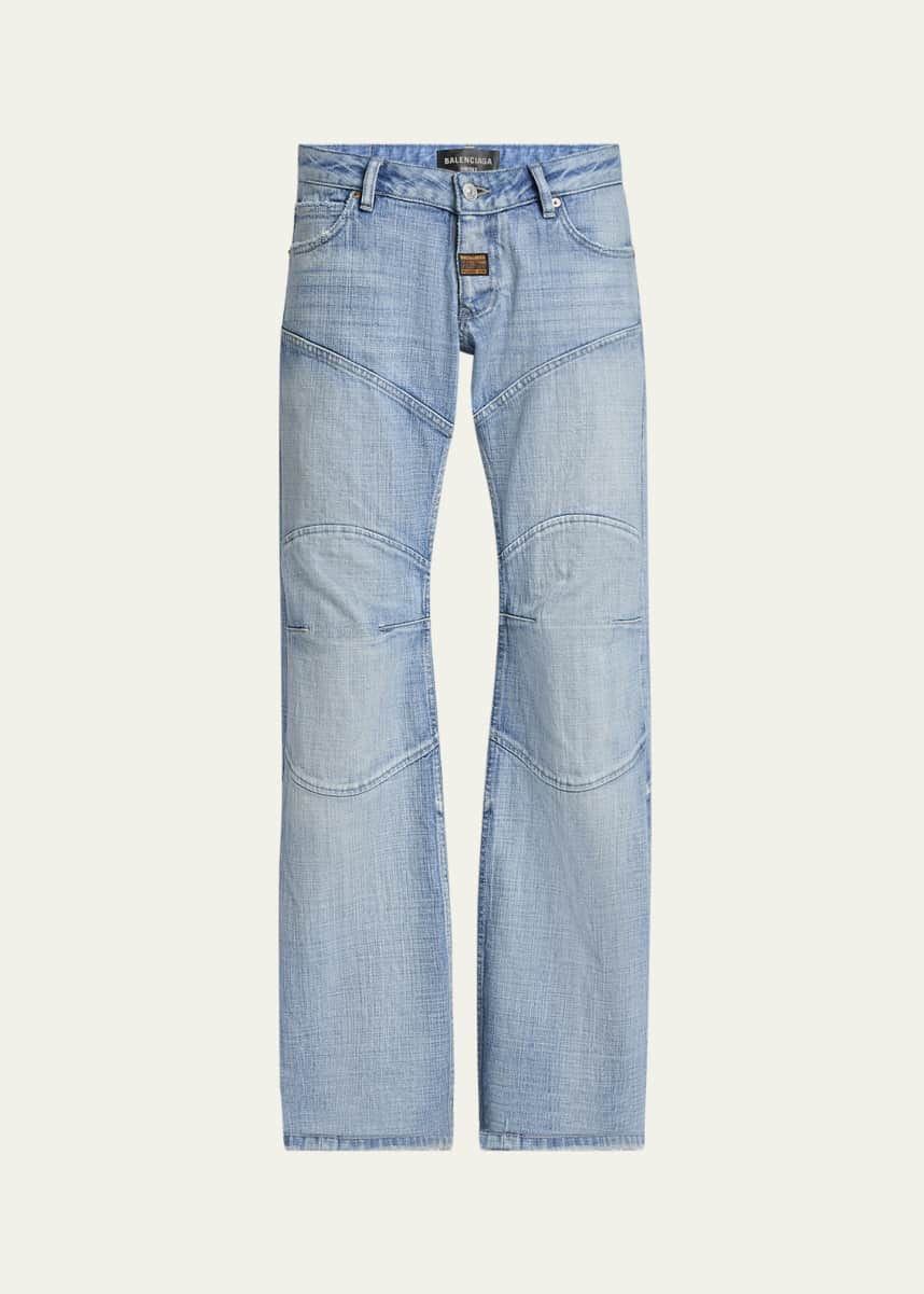 Balenciaga Men's Moto Panel Low-Rise Jeans