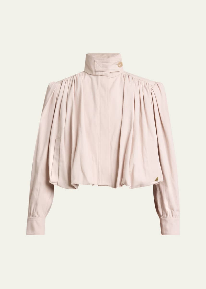 Chloe Pleated Sleeve Gathered Shoulders Jacket