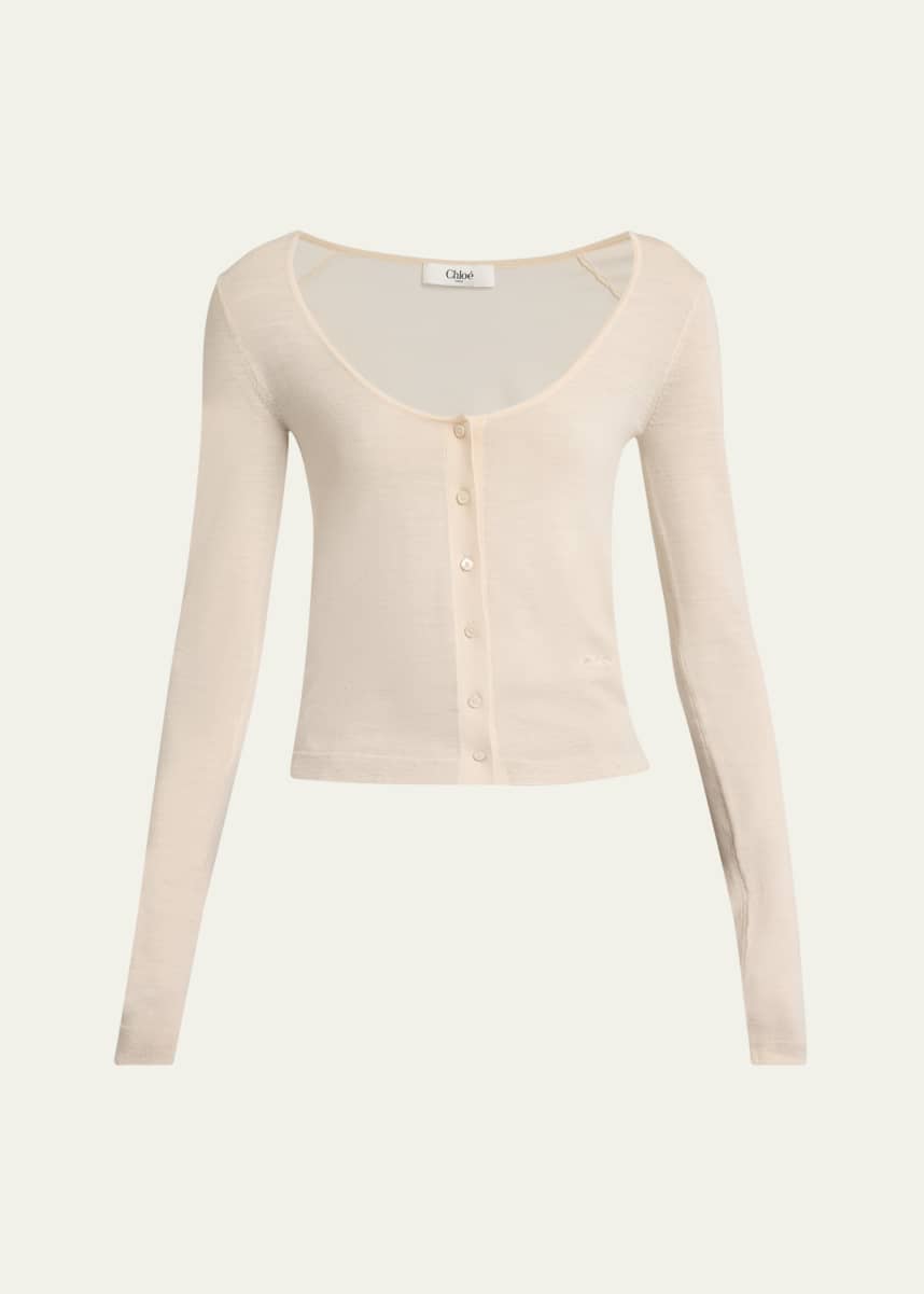 Chloe Scoop-Neck Fitted Wool Cardigan