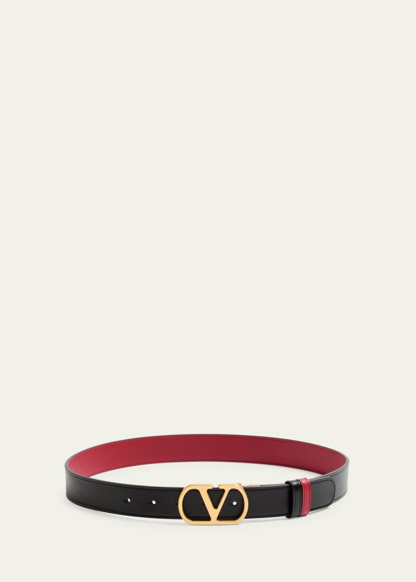 Valentino Garavani VLogo Signature Reversible Leather Belt