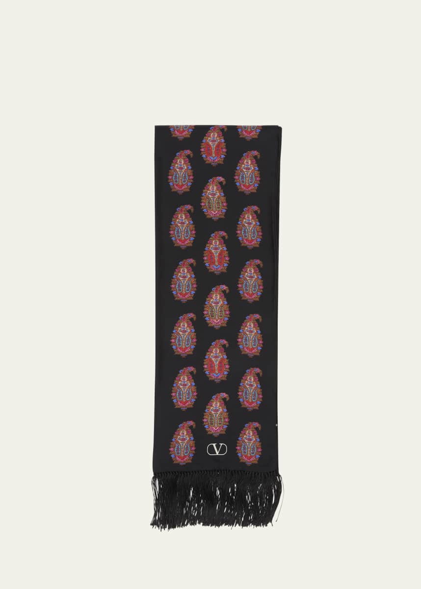 レア物‼️VALENTINO GARAVANIヴィンテージ スカーフ Valentino Garavani Paisley Twill Fringe Scarf - Bergdorf Goodman