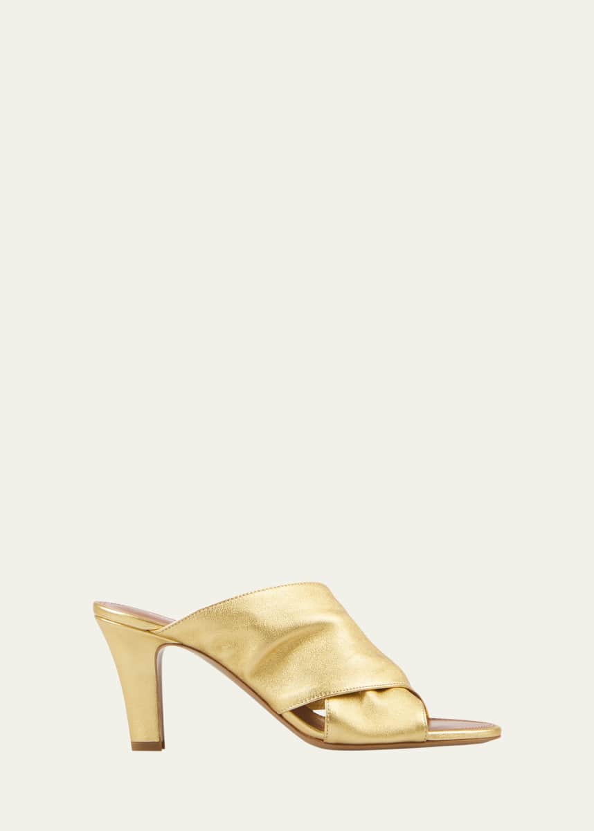 Paris Texas Maria Crossover Metallic Leather Mule Sandals