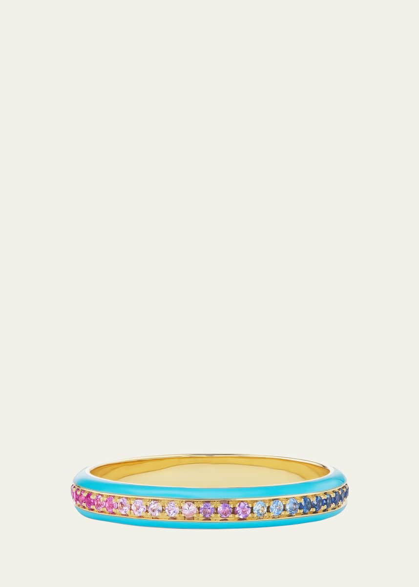 Emily P. Wheeler 18K Yellow Gold Dash Ring with Ombré Gemstones and Enamel