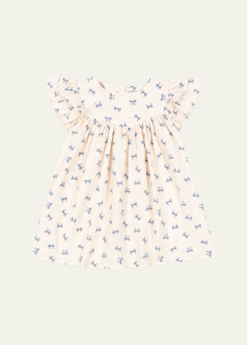 Konges Slojd Girl's Coco Bow-Print Dress, Size 9M-10