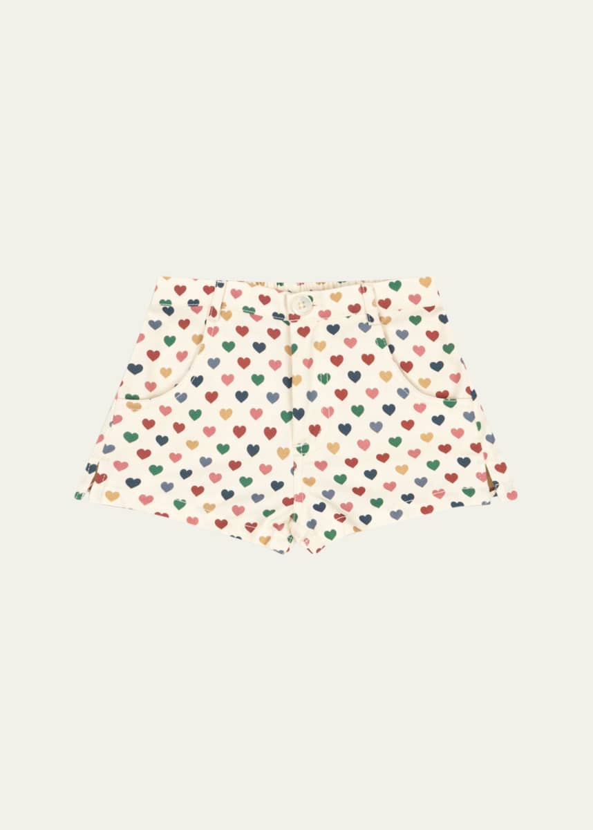 Konges Slojd Girl's Frankie Multicolor Heart-Print Shorts, Size 4-10