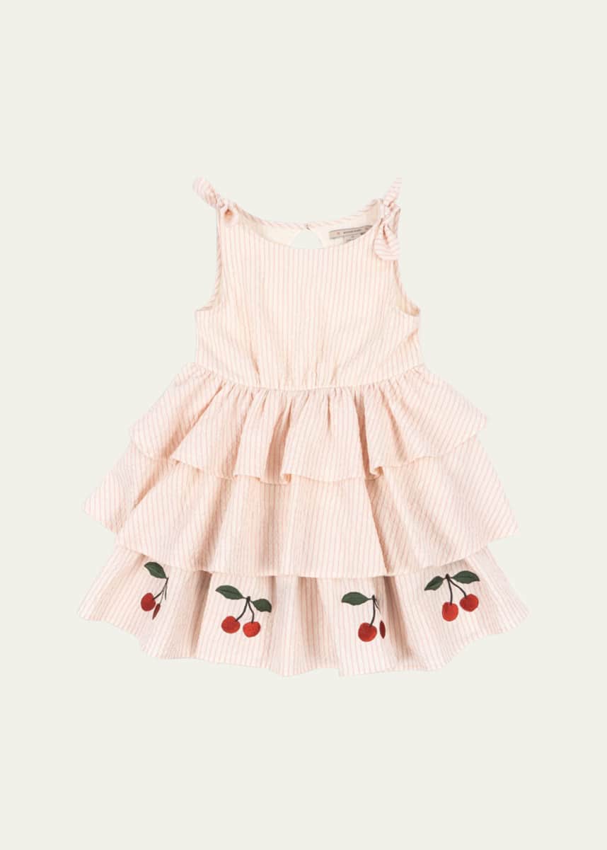 Konges Slojd Girl's Ellie Cherry Embroidered Layered Dress, Size 2-10