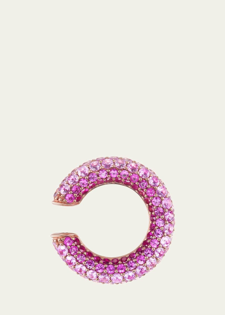 Emily P. Wheeler 18K Rose Gold Flamingo Ear Cuff with Pink Sapphires and Rubies