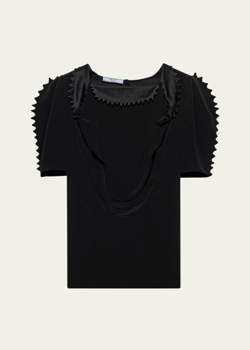 Prada Puffy-Sleeve Cady Crepe Top