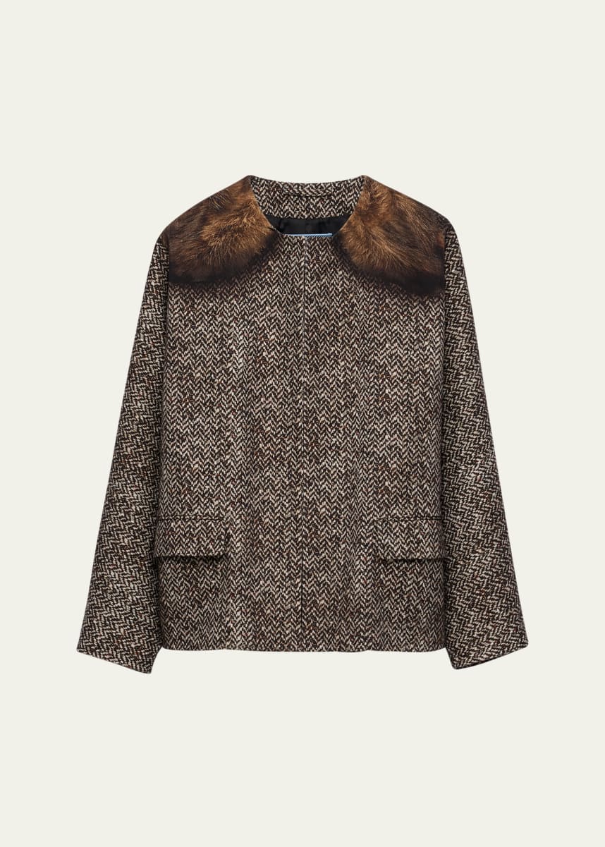 Prada Printed Drill Caban Jacket