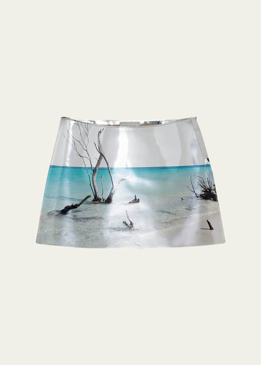 Prada Shiny Printed Leather Mini Skirt