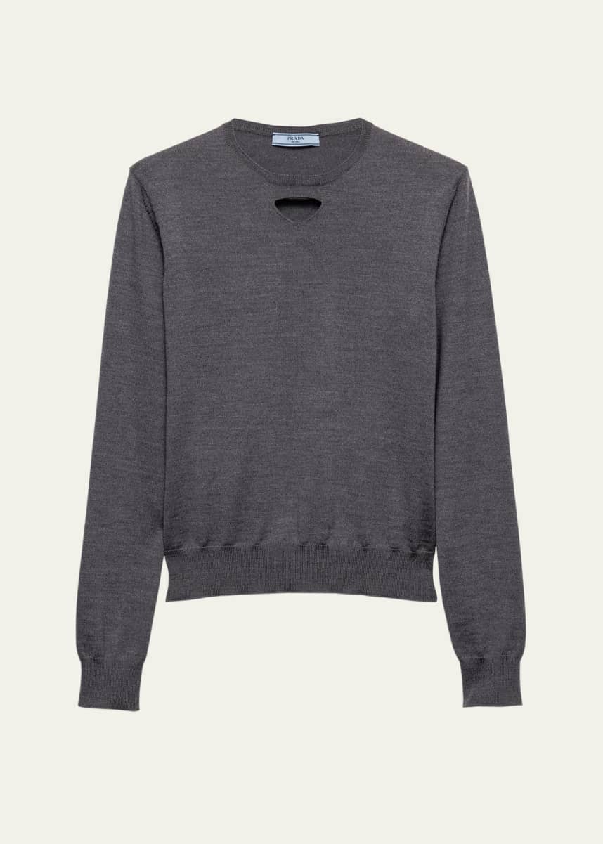 Prada Cutout Triangle Wool Knit Sweater - Bergdorf Goodman