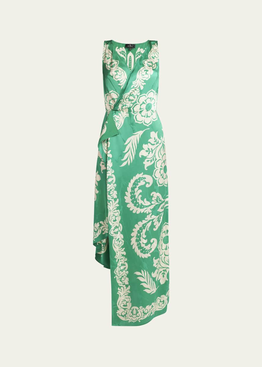 Etro Wrap Draped Sleeveless Maxi Dress