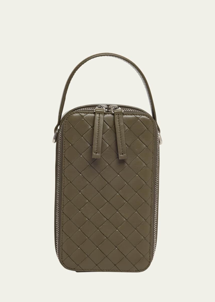 Bottega Veneta Men's Getaway Leather Crossbody Phone Pouch