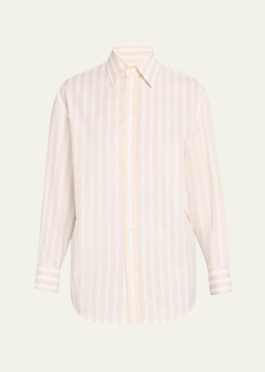 Saint Laurent Long-Sleeve Stripe Button-Down Blouse