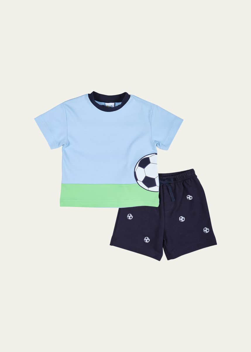 Florence Eiseman Boy's Soccer Ball Shirt & Shorts Set, Size 12M-4