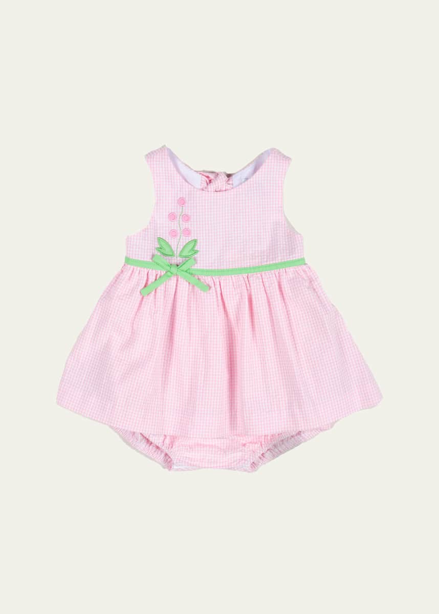 Florence Eiseman Girl's Seersucker Check-Print Dress W/ Bloomers, Size 6M-18M