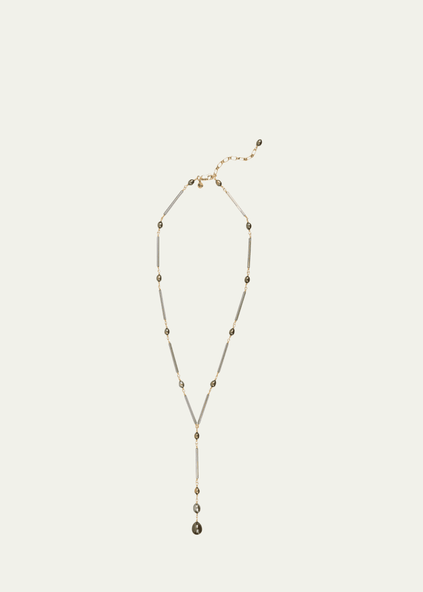 Presley Oldham Twig Necklace with Pearls and Glass Beads