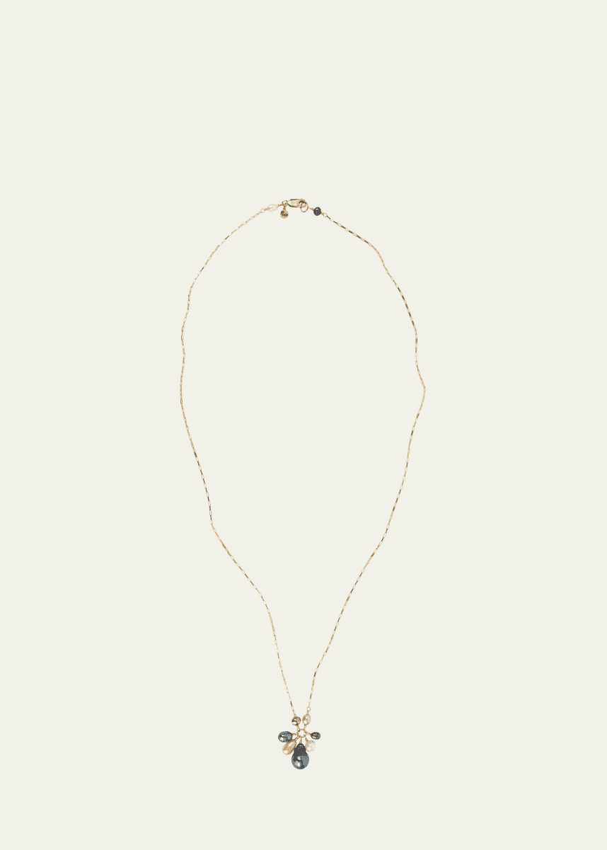 Presley Oldham Starburst Necklace with Multi Pearl Pendant, 32"L